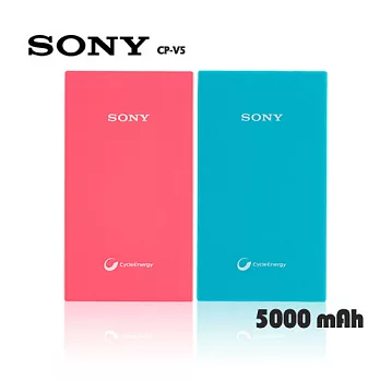 SONY 螢光雙色 CP-V5 極薄型行動電源 5000mAh - 公司貨粉紅色
