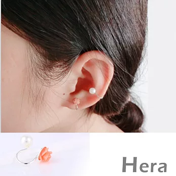 【Hera】赫拉 玫瑰花朵珍珠無耳洞耳環/耳扣/耳骨夾-2顆入粉紅色