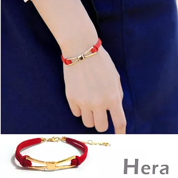 【Hera】赫拉 蝴蝶結皮質本命年開運手鏈-2色紅色