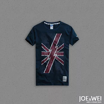 【JOE & WEI】破版英國國旗短TEE(3色)-M-XL　L藍