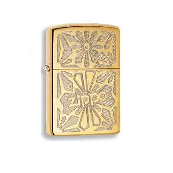 ZIPPO 28450 金銅花雕打火機金色