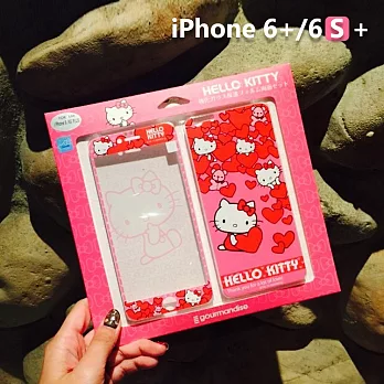 正版三麗鷗 Sanrio iPhone 6+/6s+ 凱蒂貓 Kitty 正反玻璃保護貼 - 愛心愛心