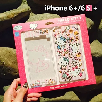 正版三麗鷗 Sanrio iPhone 6+/6s+ 凱蒂貓 Kitty 正反玻璃保護貼 - 點心點心