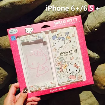 正版三麗鷗 Sanrio iPhone 6+/6s+ 凱蒂貓 Kitty 正反玻璃保護貼 - 熱線熱線