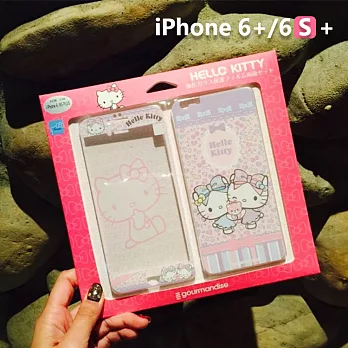 正版三麗鷗 Sanrio iPhone 6+/6s+ 凱蒂貓 Kitty 正反玻璃保護貼 - 抱抱抱抱