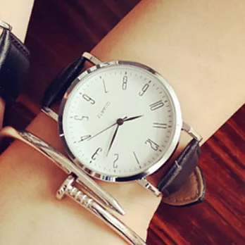 Watch-123 晚安故事-薄型簡約復古數字潮流經典腕錶 (4色可選)黑帶白盤
