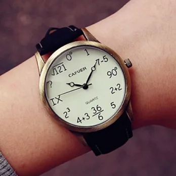 Watch-123 瘋狂天才-趣味數學符號時標愛戀應用腕錶 (4色可選)黑色(男)