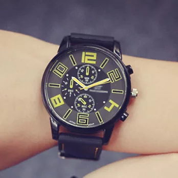 Watch-123 灌籃高手-原宿潮選大字大錶盤矽膠帶腕錶 (3色可選)黃時標