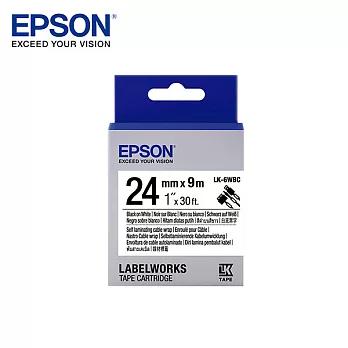 EPSON 愛普生LK-6WBC C53S656901標籤帶(線材24mm )白黑