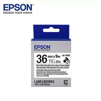 EPSON 愛普生LK-7WBC C53S657902標籤帶(線材36mm )白黑