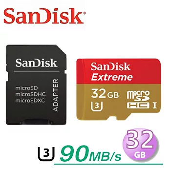 【代理商公司貨】SanDisk 32GB Extreme U3 90MB/s microSDHC UHS-I 記憶卡