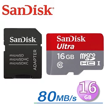 【代理商公司貨】SanDisk 16GB Ultra 80MB/s microSDHC UHS-I 記憶卡