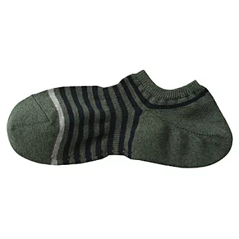[MUJI無印良品]男有機棉混橫紋淺口直角襪綠色26~28cm綠色