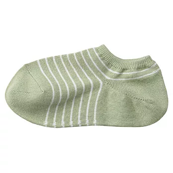 [MUJI無印良品]女有機棉混橫紋淺口直角襪淺綠23~25cm淺綠