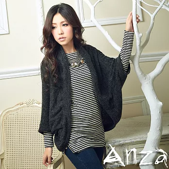【AnZa】棉織毛料別針外套(二色)FREE灰黑