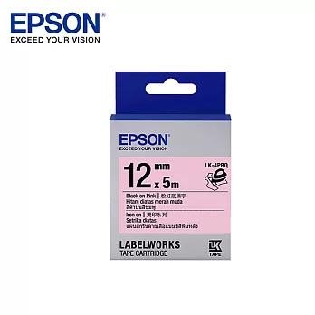 EPSON愛普生 LK-4PBQ C53S654444標籤帶(燙印12mm )粉紅黑Black 黑字