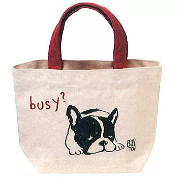 帆布小提袋--趴著鬥牛犬