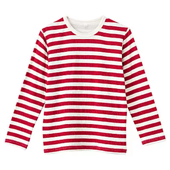 [MUJI無印良品]兒童有機棉接結天竺橫紋長袖T恤110紅橫紋