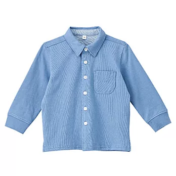 [MUJI無印良品]幼兒有機棉輕鬆活動舒適拼接二重紗織襯衫80淺藍