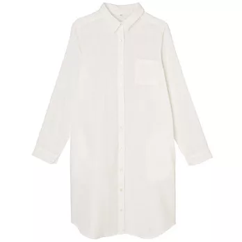 [MUJI無印良品]女有機棉二重紗織洋裝M柔白