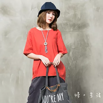 【慢。生活】素彩棉麻上衣(3色)-F FREE橘