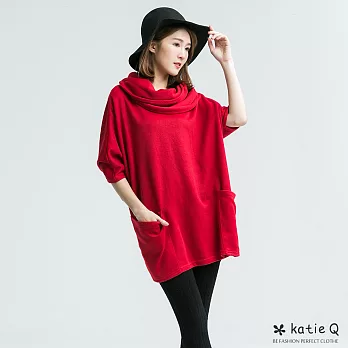 【KatieQ】俐落垂墜寬版上衣-M-XL　M紅