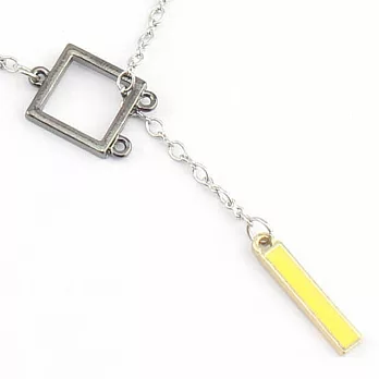 英國NATKIEL -簡約時尚銀邊方形黃棒子項鍊