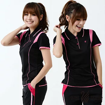 【遊遍天下】MIT台灣製女款顯瘦抗UV吸濕排汗機能POLO衫(S127)L黑