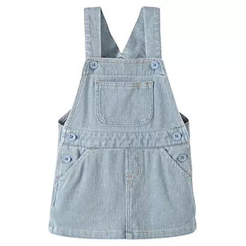 [MUJI無印良品]幼兒棉混輕鬆活動舒適拼接丹寧吊帶裙80藍色