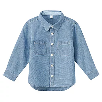 [MUJI無印良品]幼兒有機棉輕薄丹寧襯衫80淺藍