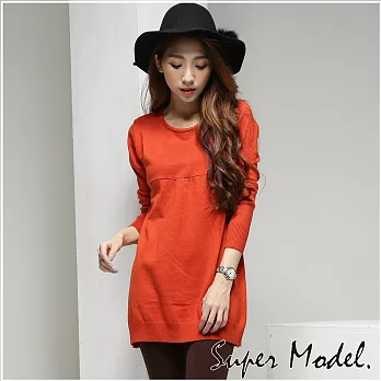 【名模衣櫃】韓系針織長版上衣 (適穿M-XXL)FREE橘紅