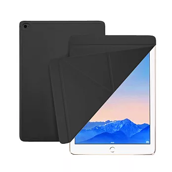 G-case Apple iPad Air2 立體V折支架側翻休眠皮套(黑)