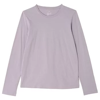 [MUJI無印良品]女有機棉圓領長袖T恤S薰衣草紫