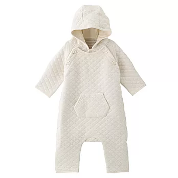 [MUJI無印良品]新生兒有機棉混針織刺縫連身衣70柔白