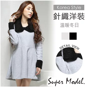 【名模衣櫃】保暖長袖連身洋裝FREE灰色