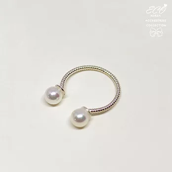 【安珂ECO正韓飾品】維納斯扭轉麻花墜雙珍珠 925純銀戒指