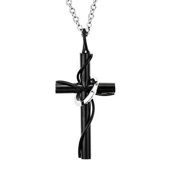 AmaZing 王之證言-十字架鈦鋼情侶對鍊 (2款可選)黑色