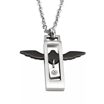 AmaZing 天使之愛-雙色翅膀鈦鋼情侶對鍊 (2款可選) 黑色