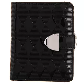 AmaZing 法式優雅糖果色菱格紋耳扣短夾 (4色可選)黑色