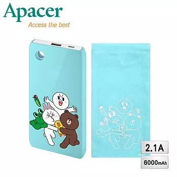 Apacer宇瞻 LINE FRIENDS 6000mAh 繽紛巧薄 行動電源歡樂友情B513-B