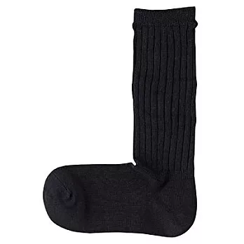 [MUJI無印良品]女有機棉混泡泡直角襪23~25cm黑色