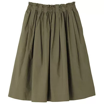 [MUJI無印良品]女有機棉舒適抓皺裙M卡其