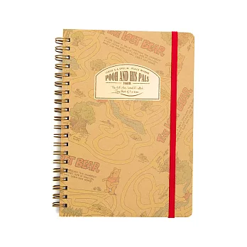 《sun-star》小熊維尼復古經典系列精裝B6線圈筆記本(地圖)