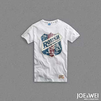 【JOE & WEI】美式盾牌破版短TEE(3色)-M-L　M白