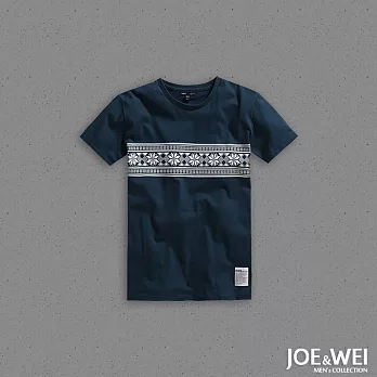 【JOE & WEI】雪花民族風短TEE(2色)-M-XL L藍