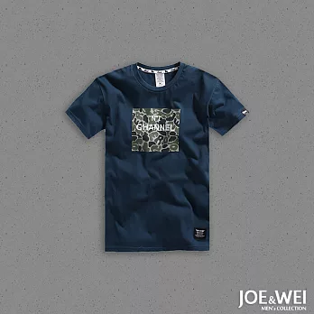 【JOE & WEI】方塊迷彩潮流短TEE(3色)-M-XL　M藍