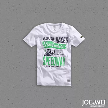 【JOE & WEI】英文旗幟破版短TEE(3色)-M-XL　L白