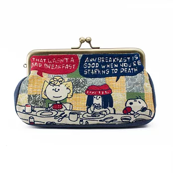 《sun-star》SNOOPY精緻刺繡珠扣式收納包(快樂用餐)