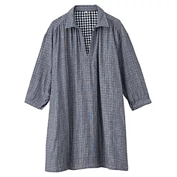 [MUJI無印良品]女有機棉二重紗織七分袖長版衫深藍MM深藍