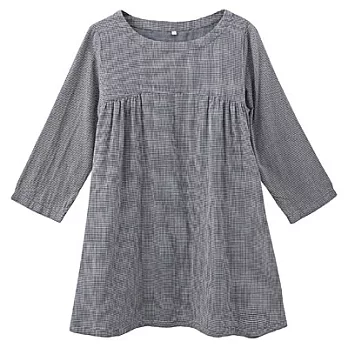 [MUJI無印良品]女有機棉二重紗織圓領七分袖長版衫深藍MM深藍